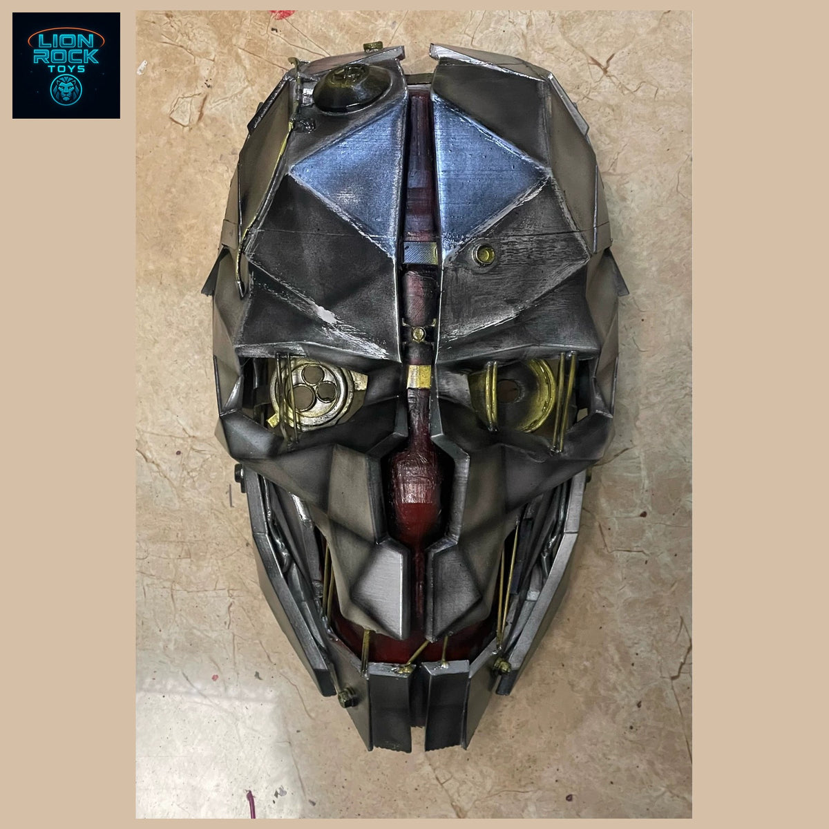 Faceted Plate Assassin Mask — Steampunk Skull Cosplay Helmet, Weathered Metal-Look Wearable Prop