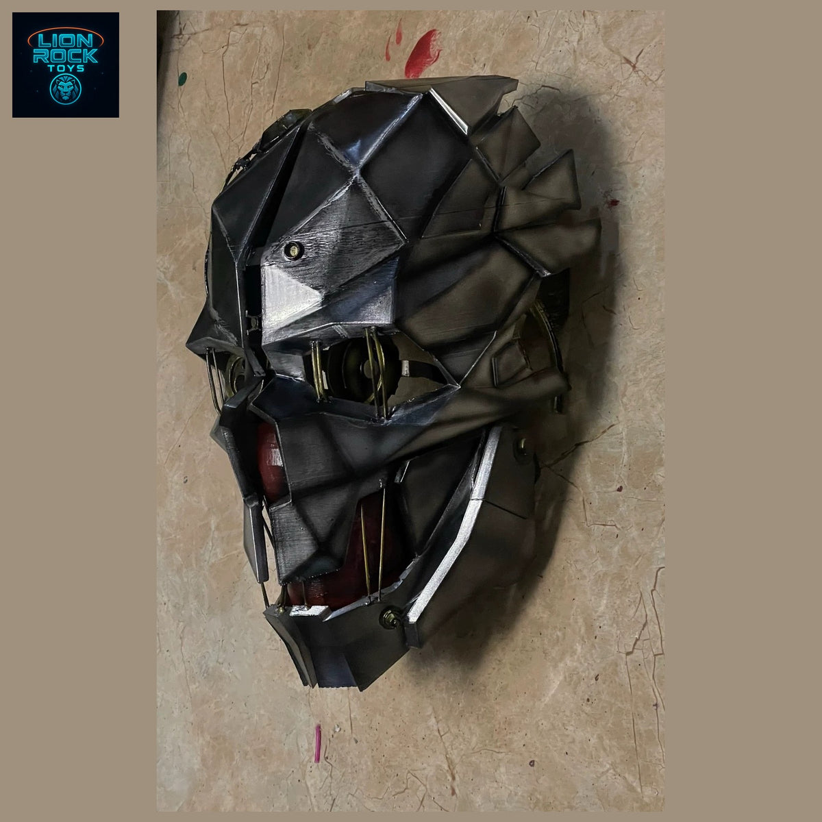 Faceted Plate Assassin Mask — Steampunk Skull Cosplay Helmet, Weathered Metal-Look Wearable Prop