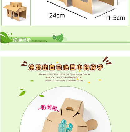 Cardboard Toy Children's Handicraft Creative Cardboard Box Small Car Tank Making Materials Kindergarten Homework Private Domain Group Buying