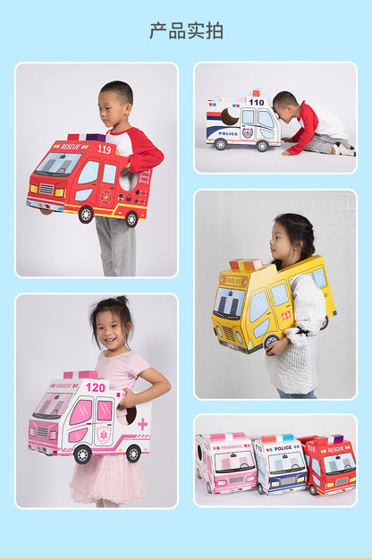 Carton Dinosaur Children's Handmade DIY Carton Car Kindergarten Children Wearable Deformation Toy Airplane Model