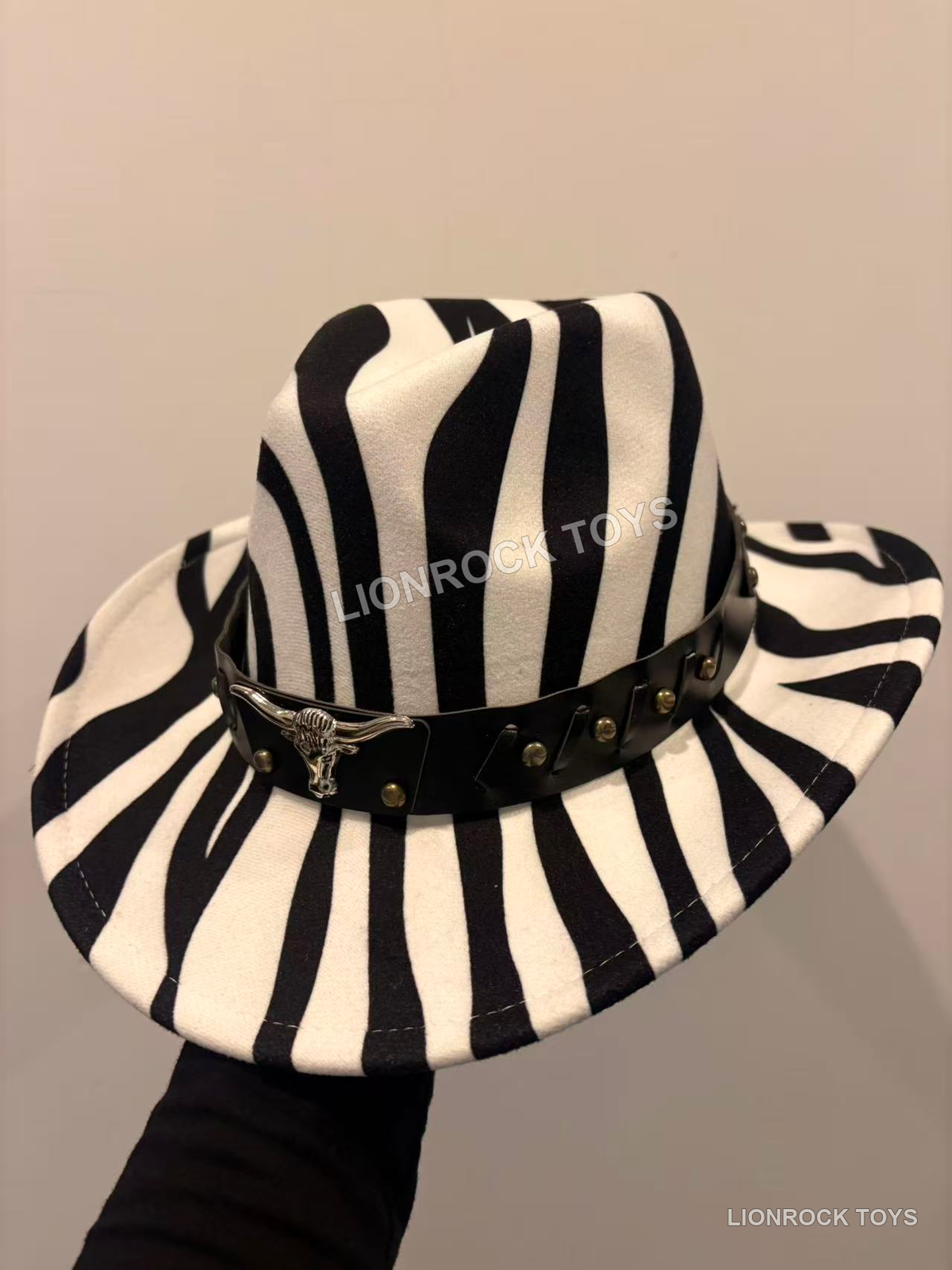 Zebra Western Cowboy Hat and PU Belt Set