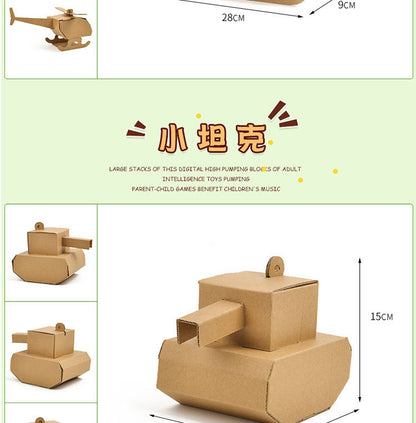 Cardboard Toy Children's Handicraft Creative Cardboard Box Small Car Tank Making Materials Kindergarten Homework Private Domain Group Buying
