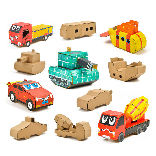 Cardboard Toy Children's Handicraft Creative Cardboard Box Small Car Tank Making Materials Kindergarten Homework Private Domain Group Buying