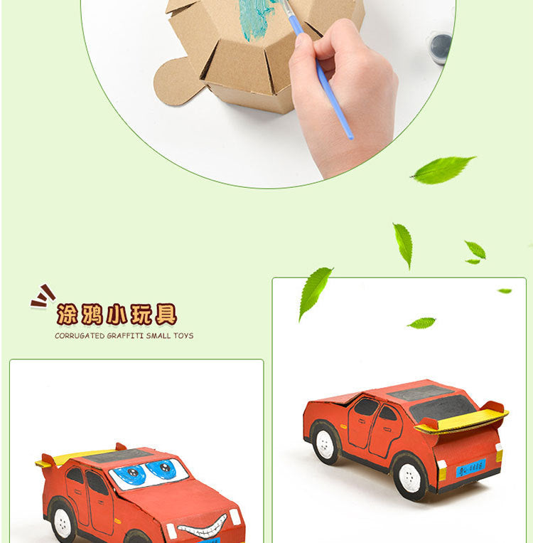 Cardboard Toy Children's Handicraft Creative Cardboard Box Small Car Tank Making Materials Kindergarten Homework Private Domain Group Buying