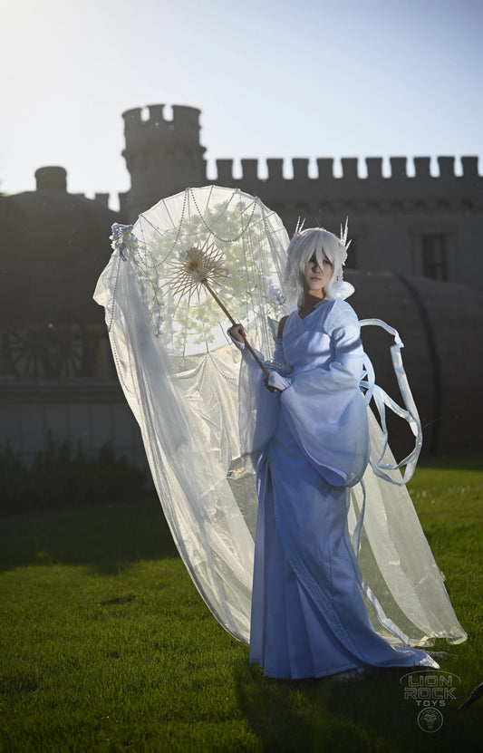 Ice butterfly kimono cosplay set, full length with back wings