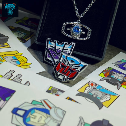 Tactical Robot Faction Pin Set (2 Pieces), Heroic & Villainous Insignia Enamel Badges, Cybertronian War Symbols, for Sci-Fi Fans, PINS ONLY