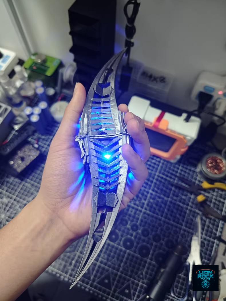 AllSpark core relic with blue LED glow in the dark