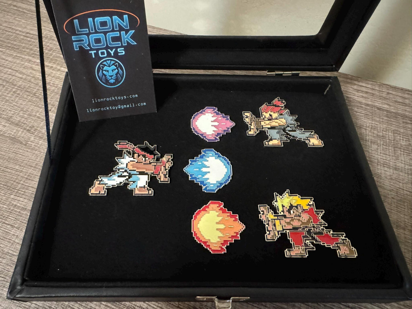 Street Fighter Enamel Pin Set | Ryu, Ken, Akuma Pixel Art Collector's Box