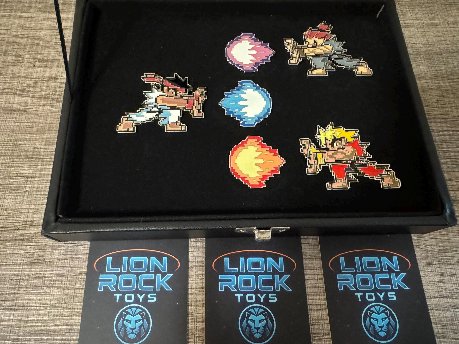 Street Fighter Enamel Pin Set | Ryu, Ken, Akuma Pixel Art Collector's Box
