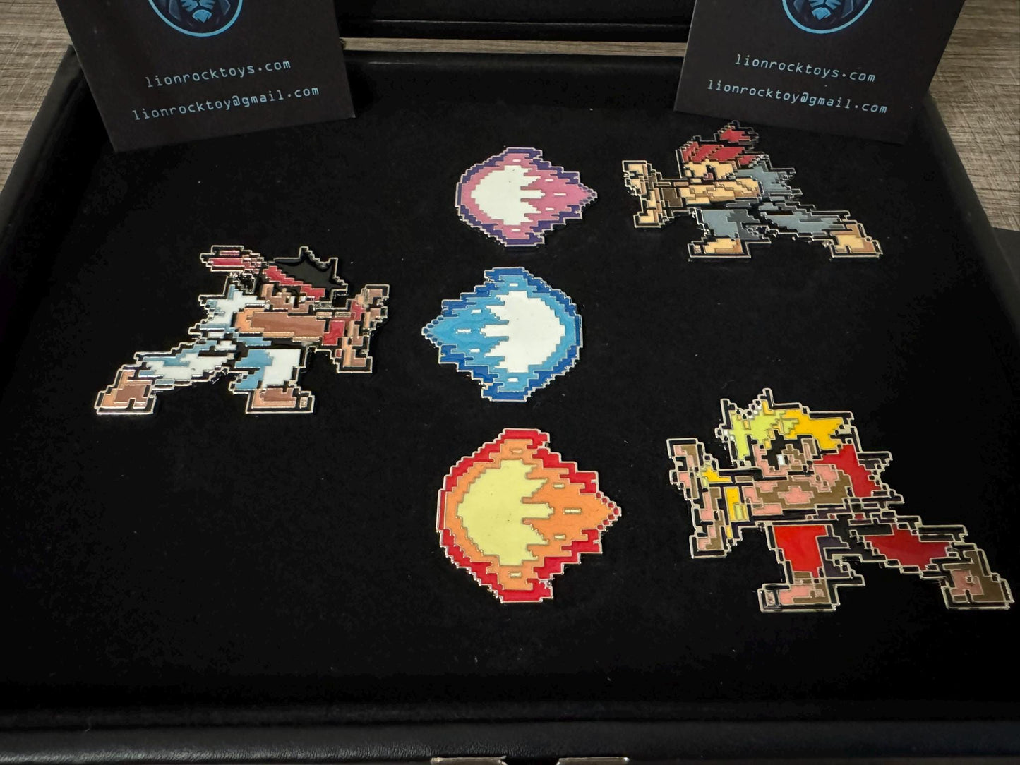 Street Fighter Enamel Pin Set | Ryu, Ken, Akuma Pixel Art Collector's Box