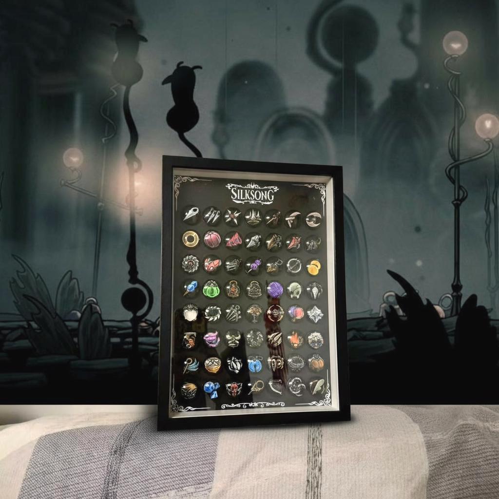 Silksong Enamel Pin Collection, Hollow Knight Magnetic Display Frame