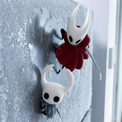 Hollow Knight Inspired Magnetic Figures - 3D Printed Hornet & The Knight Fridge Decor - Silksong Gamer Gift - Climbing Bug Hero Statues