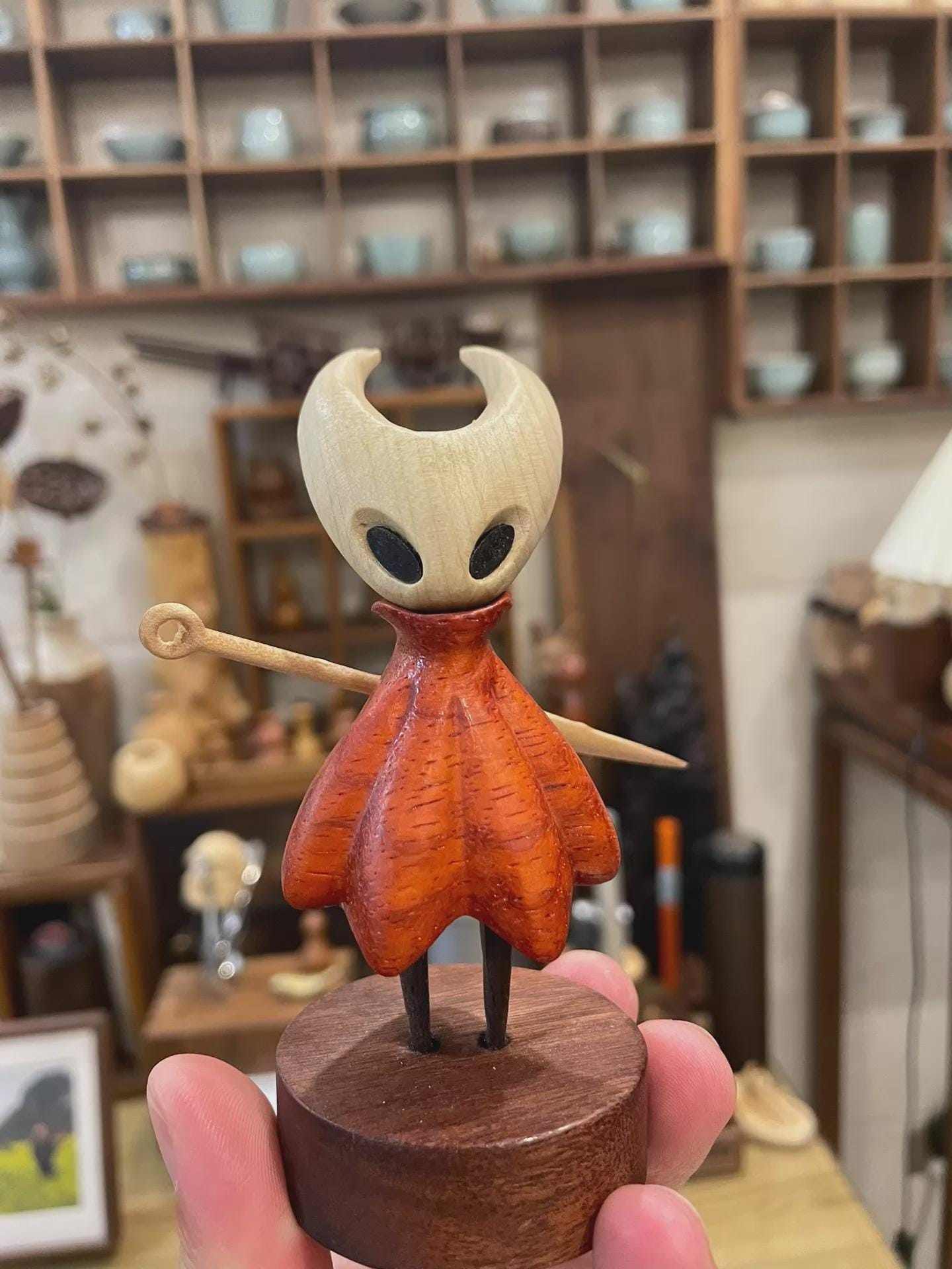Hollow Knight Wooden Figurine - Handcrafted Hornet and Knight Wood Carving | Hallownest Indie Game Gamer Gift for Him