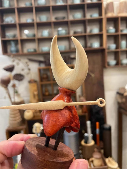 Hollow Knight Wooden Figurine - Handcrafted Hornet and Knight Wood Carving | Hallownest Indie Game Gamer Gift for Him