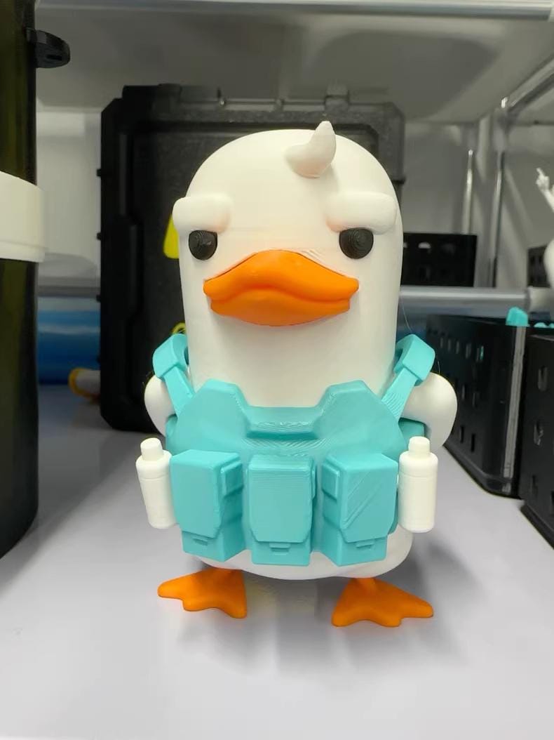Tactical Duck and Supply Dog Figurines - 3D Printed Gamer Desk Decor | Magnetic Gear Escape Shooter Gaming Gift