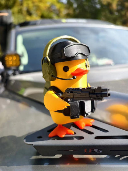 Tactical Duck and Supply Dog Figurines - 3D Printed Gamer Desk Decor | Magnetic Gear Escape Shooter Gaming Gift