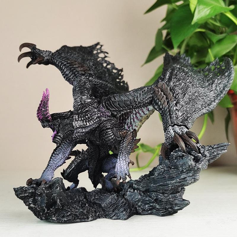 Hand-Painted Purple Wing Dragon Statue – Dark Fantasy Wyvern Collectible Figure | Elden Ring Inspired Gamer Decor Gift