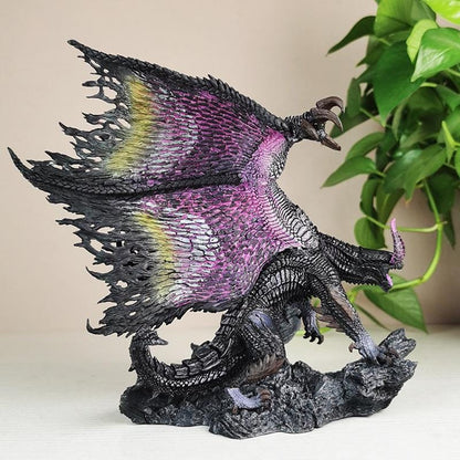 Hand-Painted Purple Wing Dragon Statue – Dark Fantasy Wyvern Collectible Figure | Elden Ring Inspired Gamer Decor Gift