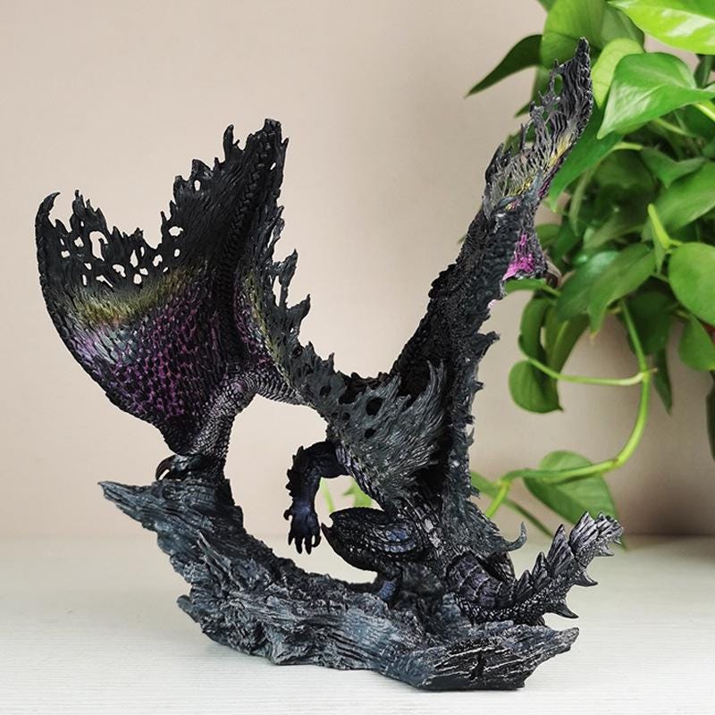 Hand-Painted Purple Wing Dragon Statue – Dark Fantasy Wyvern Collectible Figure | Elden Ring Inspired Gamer Decor Gift