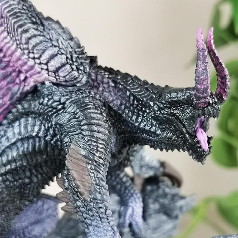 Hand-Painted Purple Wing Dragon Statue – Dark Fantasy Wyvern Collectible Figure | Elden Ring Inspired Gamer Decor Gift