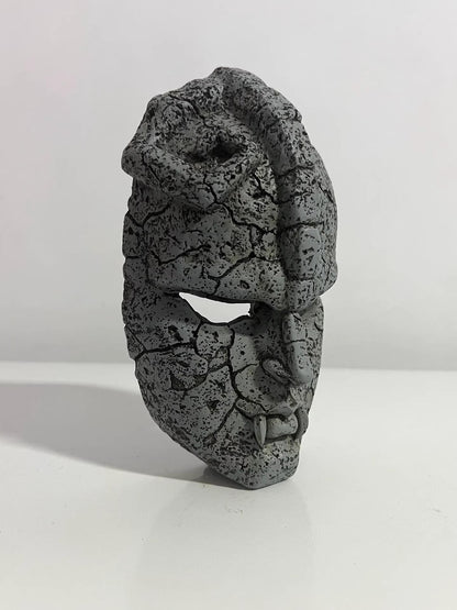 Ancient Stone Mask Prop - Hand-Painted Aztec Vampire Relic - 1:1 Scale Resin Replica for Gothic Decor, Cosplay, & Supernatural Collections