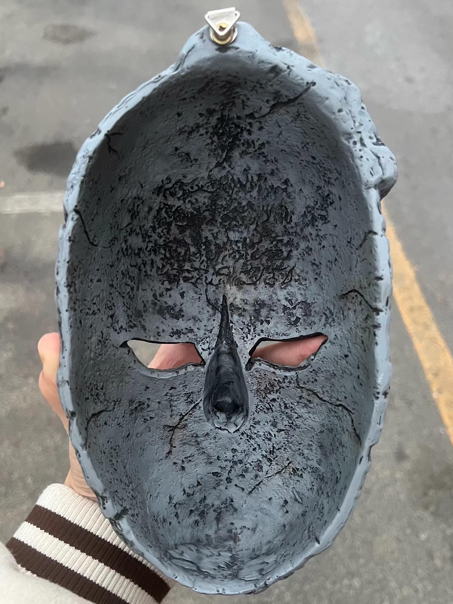 Ancient Stone Mask Prop - Hand-Painted Aztec Vampire Relic - 1:1 Scale Resin Replica for Gothic Decor, Cosplay, & Supernatural Collections