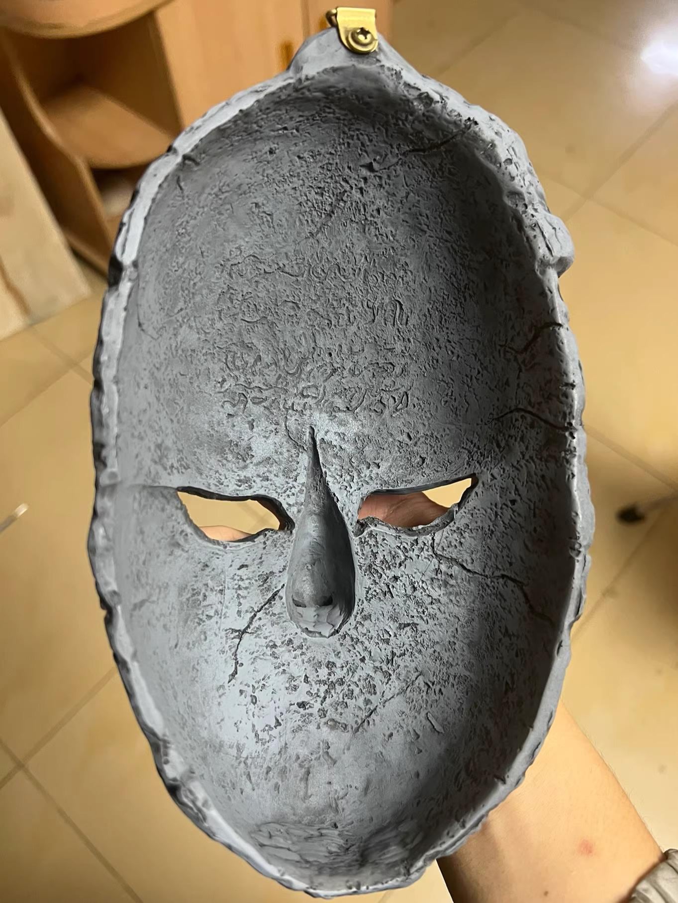 Ancient Stone Mask Prop - Hand-Painted Aztec Vampire Relic - 1:1 Scale Resin Replica for Gothic Decor, Cosplay, & Supernatural Collections
