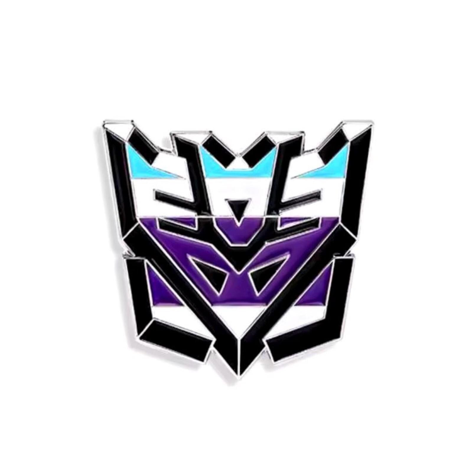 Tactical Robot Faction Pin Set (2 Pieces), Heroic & Villainous Insignia Enamel Badges, Cybertronian War Symbols, for Sci-Fi Fans, PINS ONLY