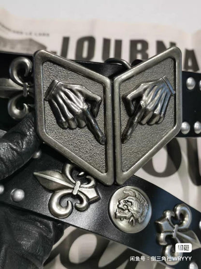 Steel Ball Run Genuine Leather Belt - Western Outlaw Executioner Waistband with Antique Hand Buckle, SBR Inspired Professional Cosplay Prop