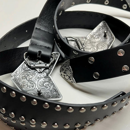 Steel Ball Run Genuine Leather Belt - Western Outlaw Executioner Waistband with Antique Hand Buckle, SBR Inspired Professional Cosplay Prop