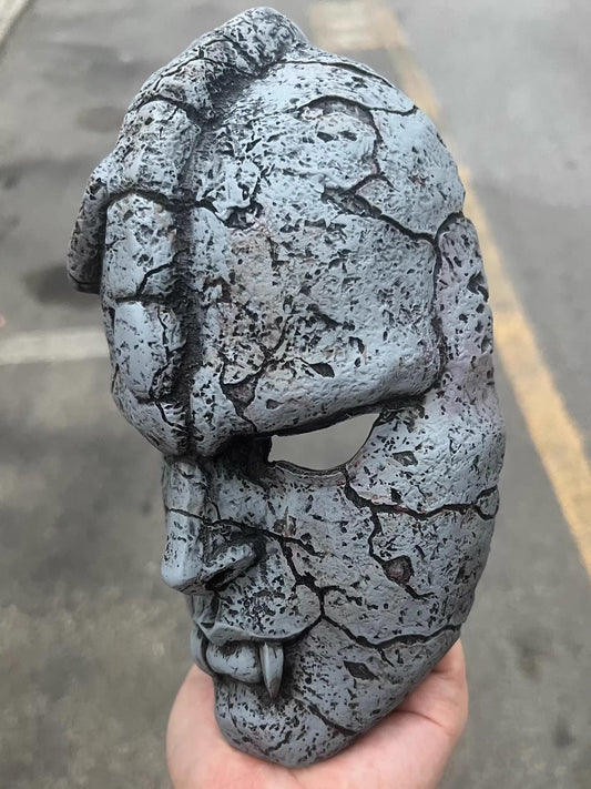 Ancient Stone Mask Prop - Hand-Painted Aztec Vampire Relic - 1:1 Scale Resin Replica for Gothic Decor, Cosplay, & Supernatural Collections