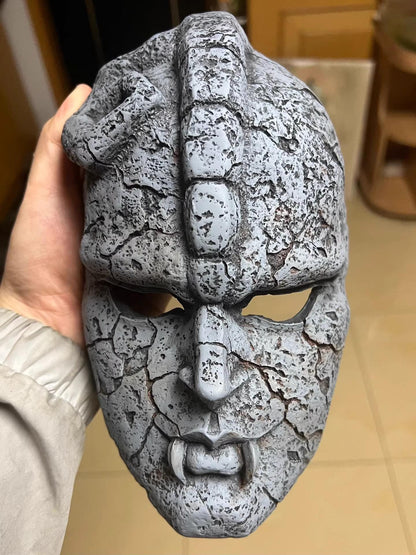 Ancient Stone Mask Prop - Hand-Painted Aztec Vampire Relic - 1:1 Scale Resin Replica for Gothic Decor, Cosplay, & Supernatural Collections