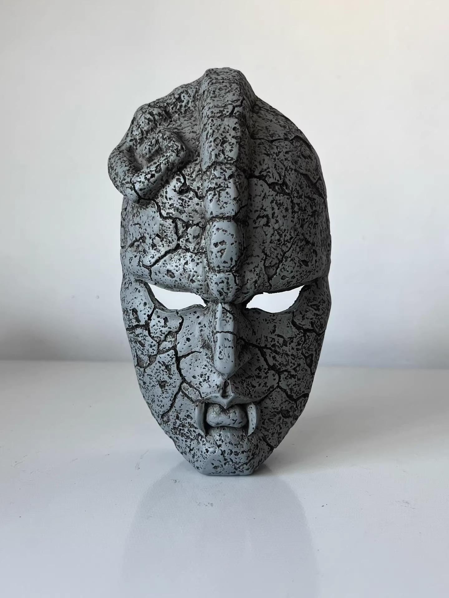 Ancient Stone Mask Prop - Hand-Painted Aztec Vampire Relic - 1:1 Scale Resin Replica for Gothic Decor, Cosplay, & Supernatural Collections