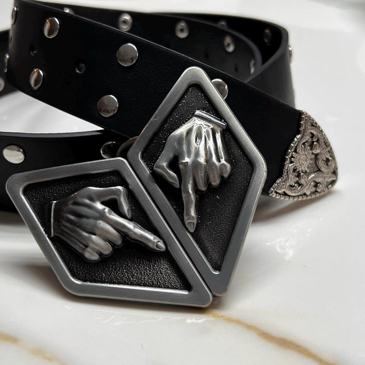 Steel Ball Run Genuine Leather Belt - Western Outlaw Executioner Waistband with Antique Hand Buckle, SBR Inspired Professional Cosplay Prop