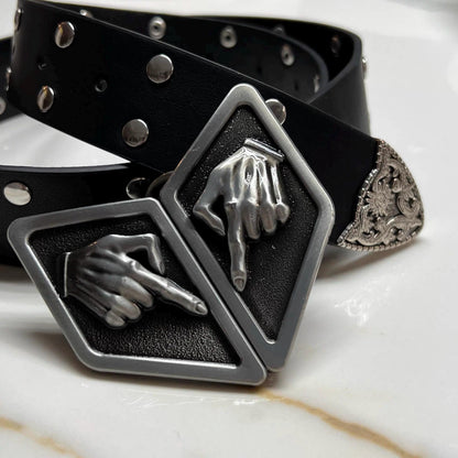 Steel Ball Run Genuine Leather Belt - Western Outlaw Executioner Waistband with Antique Hand Buckle, SBR Inspired Professional Cosplay Prop
