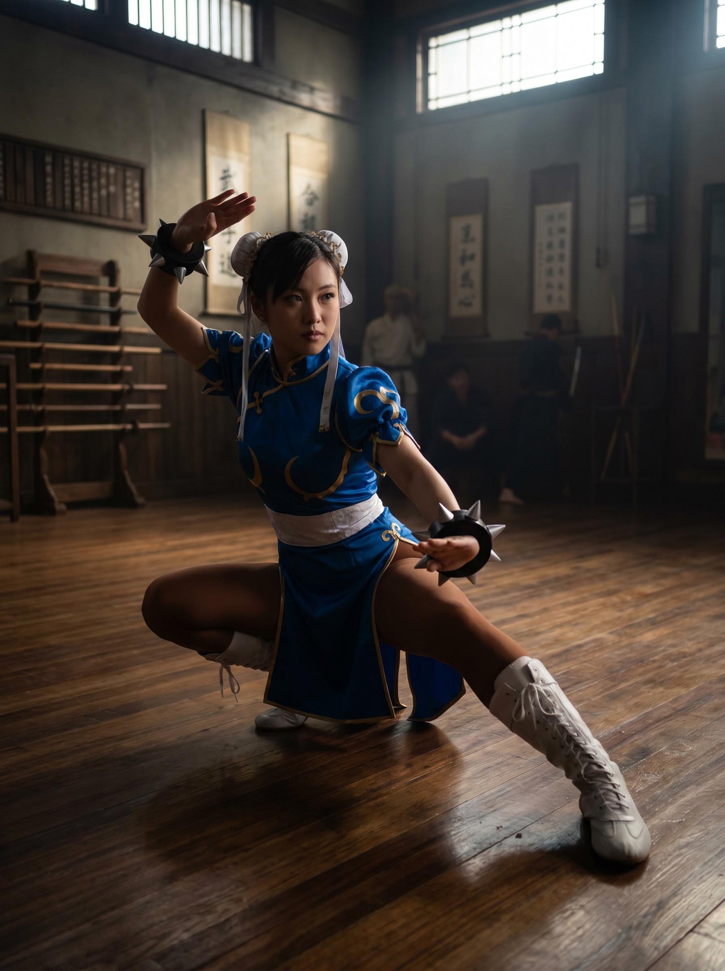 Chun-Li Cosplay Costume, Street Fighter Full Set, SF Chun-Li Outfit, Blue Qipao, Anime Expo (Wig NOT included)