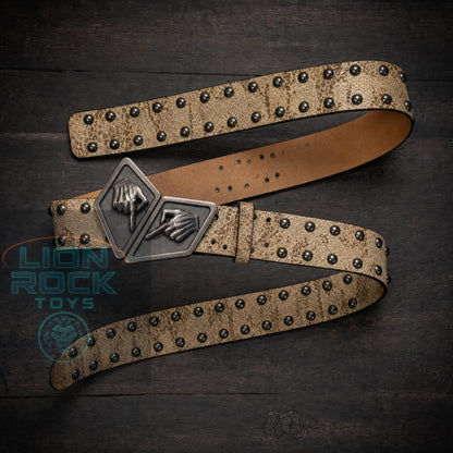 SBR Steel Ball Run Genuine Leather Belt, Tan Snakeskin Outlaw Executioner Waistband with Hand Buckle, Professional Anime Cosplay Prop