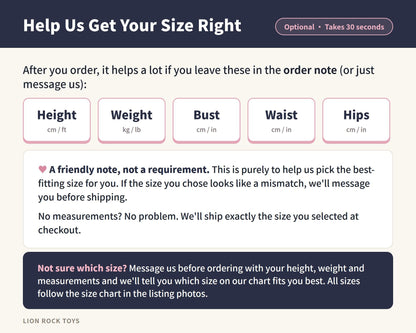 Help us get your size right - optional measurements