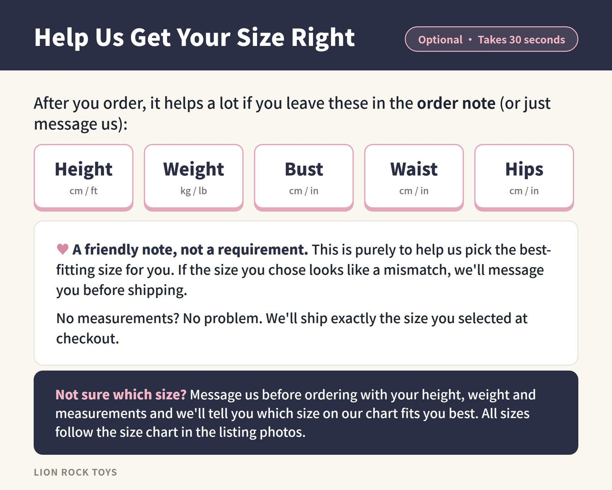 Help us get your size right - optional measurements