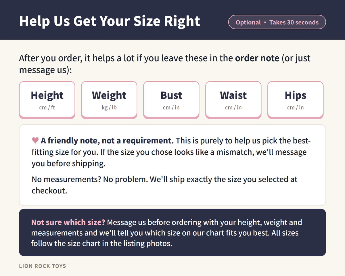 Help us get your size right - optional measurements