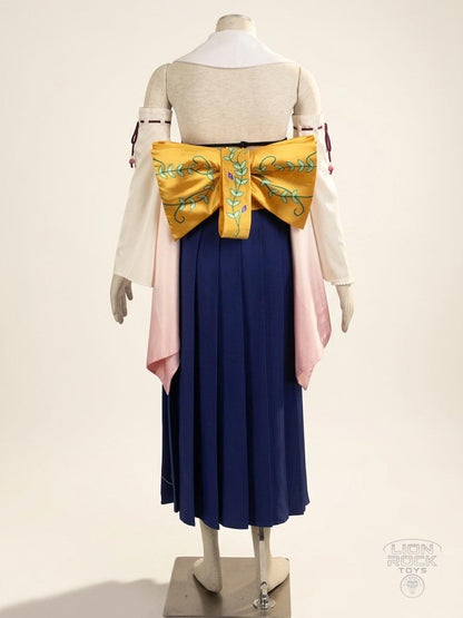 Gold obi back bow - back view on dress form
