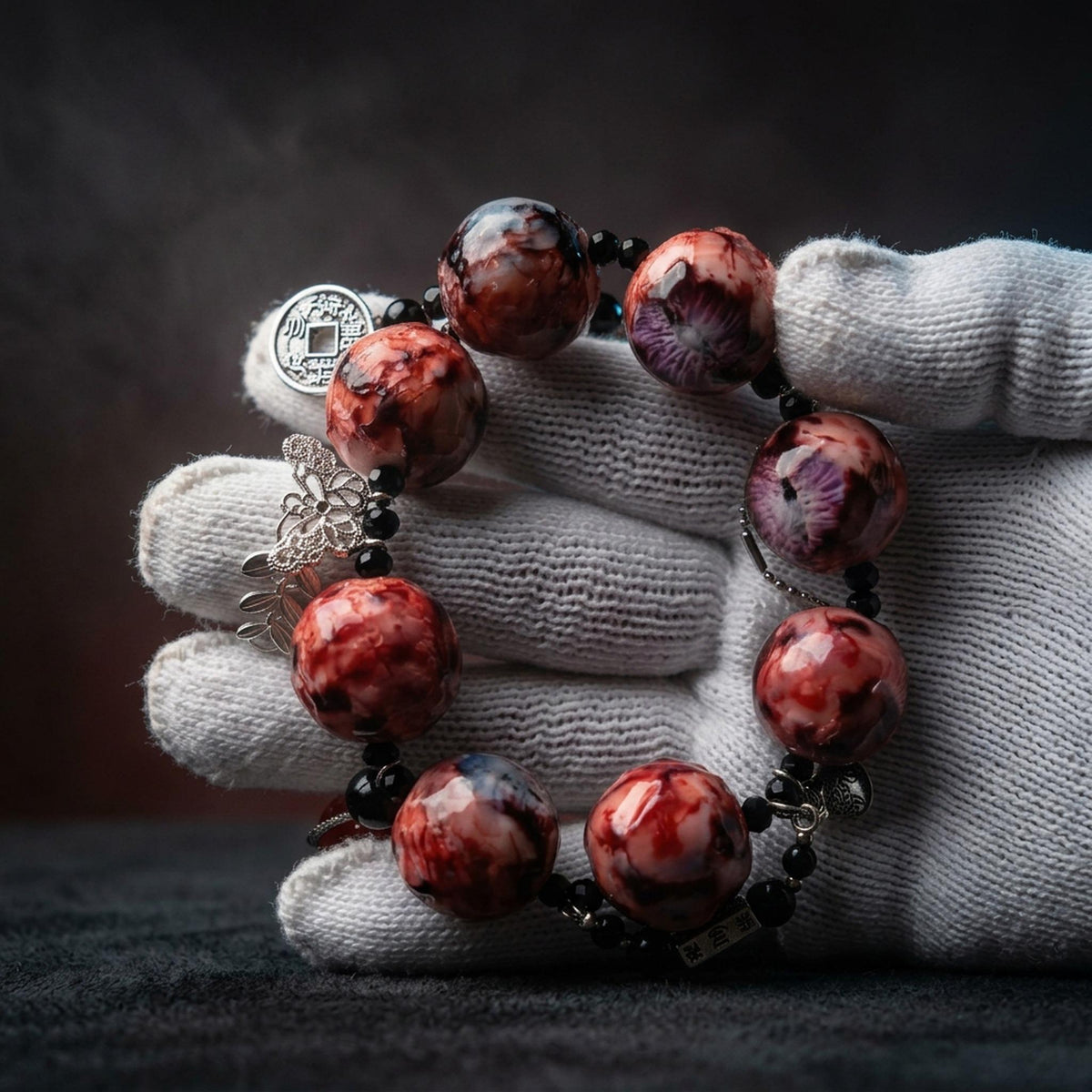 Eyeball bead bracelet detail