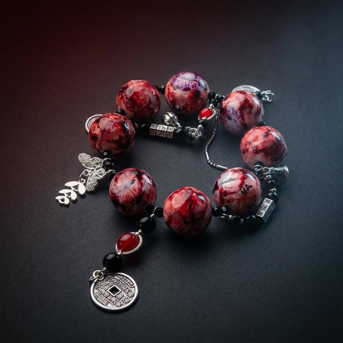Eyeball bead bracelet worn