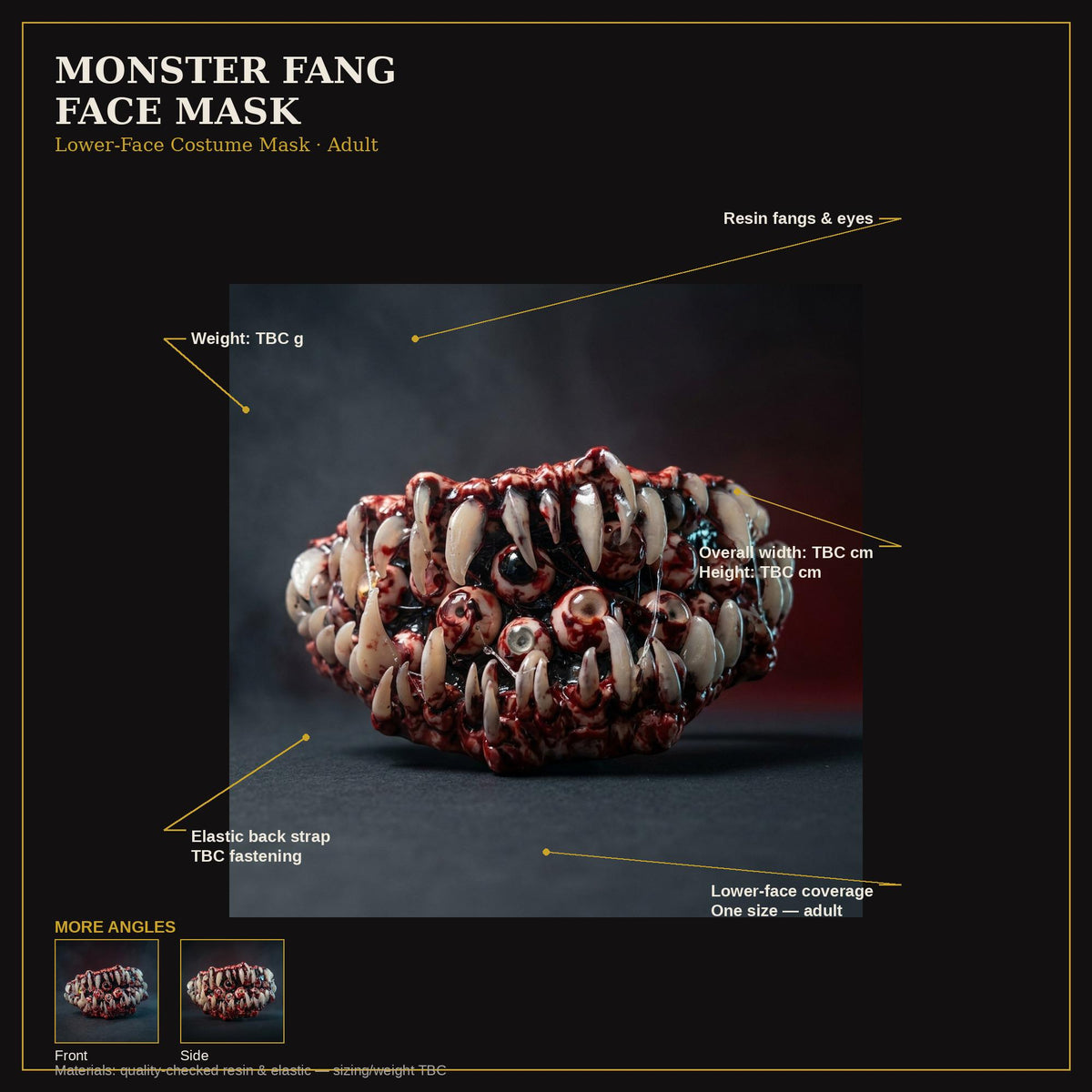 Monster fang mask measurements