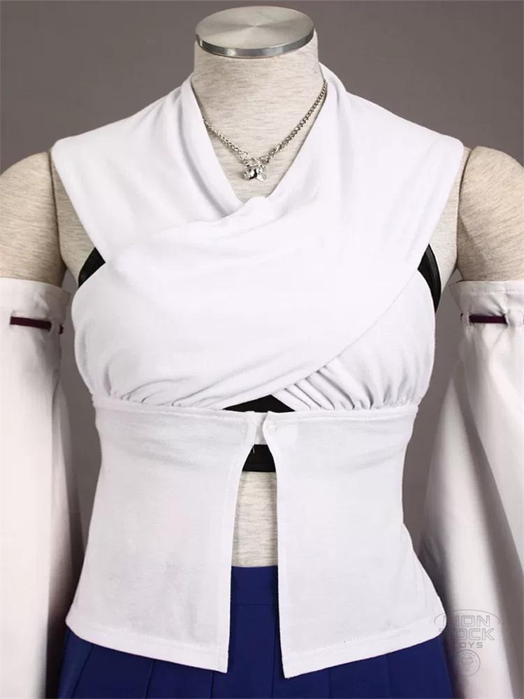White wrap top with necklace - close up