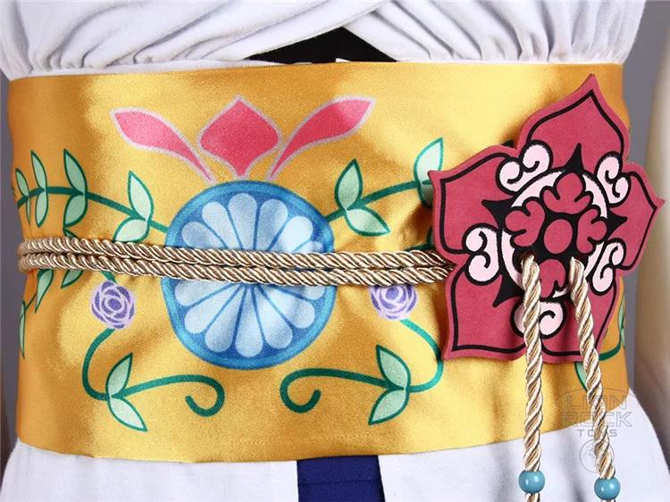 Gold obi sash with flower pattern and cord