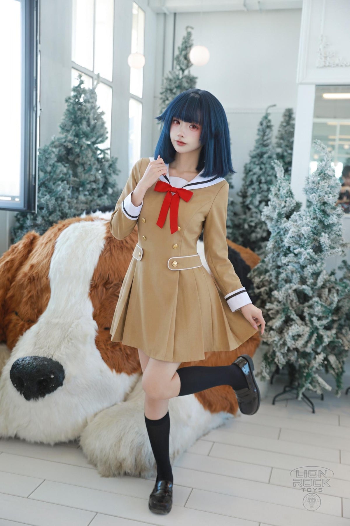 Khaki sailor collar dress cosplay full body