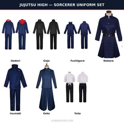Jujutsu Kaisen sorcerer uniform cosplay set - seven characters in navy and black