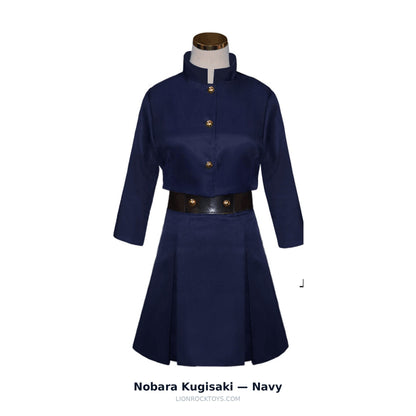 Nobara Kugisaki cosplay uniform navy - cropped top, pleated skirt, belt and pouch bag