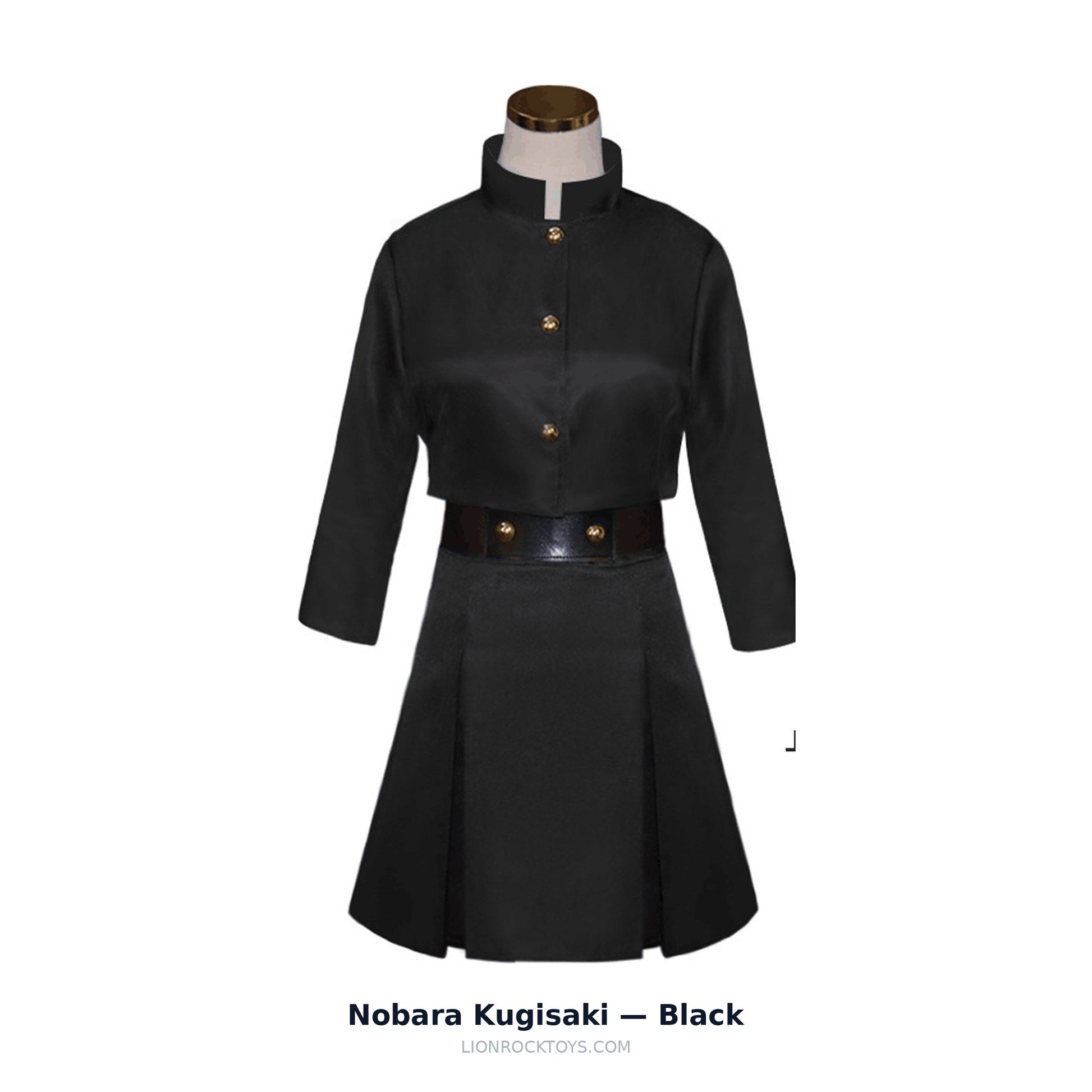 Nobara Kugisaki cosplay uniform black - cropped top, pleated skirt, belt and pouch bag